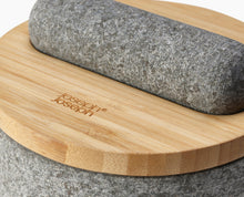 Load image into Gallery viewer, Granite Pestle and Mortar with bamboo lid, featuring the Joseph Joseph brand.