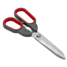 Load image into Gallery viewer, kitchen scissors with grey and red handles on a white background