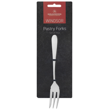 Load image into Gallery viewer, Packaged cutlery set, of four pastry forks, with the Grunwerg brand visible on the packaging.