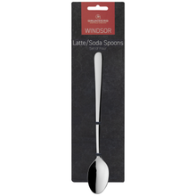 Load image into Gallery viewer, Packaged cutlery set, of four latte spoons, with the Grunwerg brand visible on the packaging.