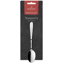 Load image into Gallery viewer, Packaged cutlery set, of four tea spoons, with the Grunwerg brand visible on the packaging.