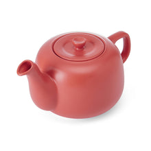 Load image into Gallery viewer, coral Red ceramic teapot on a white background