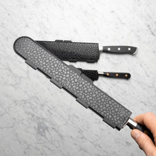Load image into Gallery viewer, Set of knives with textured sheaths on a marble surface
