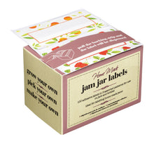 Load image into Gallery viewer, box of labels with fruit print border