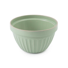 Load image into Gallery viewer, Green ceramic pudding bowl with fluted sides on a white background