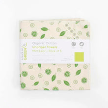 Load image into Gallery viewer, Pack of organic cotton unpaper towels with mint leaf design on a white background