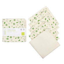 Load image into Gallery viewer, Set of organic cotton unpaper towels with green leaf pattern on a white background