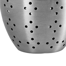 Load image into Gallery viewer, Close-up of a metal tea infuser with holes on a white background