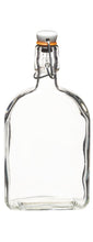 Load image into Gallery viewer, A clear glass flask bottle with a clip top