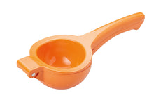 Load image into Gallery viewer, An orange citrus squeezer press against a white background.