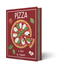 Load image into Gallery viewer, Book cover with pizza illustration and text on a red background
