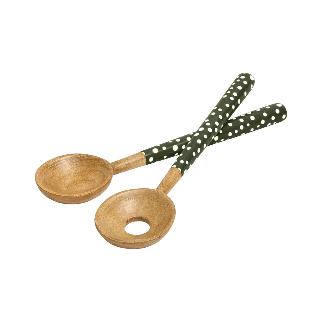 Mango Wood Spotted Salad Servers