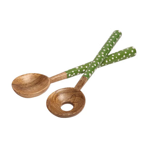 Mango Wood Spotted Salad Servers