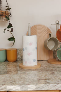 Idilica Metal Kitchen Roll Holder with Beechwood Base