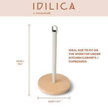 Load image into Gallery viewer, Idilica Metal Kitchen Roll Holder with Beechwood Base
