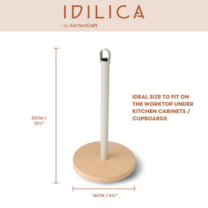 Idilica Metal Kitchen Roll Holder with Beechwood Base