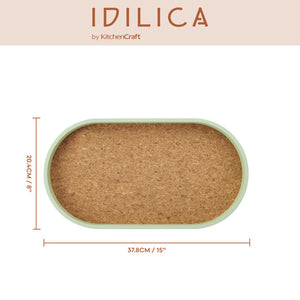 Idilica Oval Serving Tray with Cork Veneer Base, 38 x 20cm