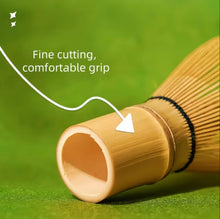 Load image into Gallery viewer, bamboo matcha tea whisk showing fine cutting comfortable grip detail
