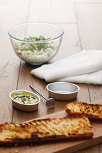 Load image into Gallery viewer, Glass bowl with home-made soft cheese, two cheese moulds, one with cheese, and toasted bread on a wooden surface with a thermometer
