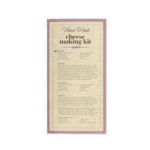 Load image into Gallery viewer, Home made cheese making kit recipe card with text on a white background
