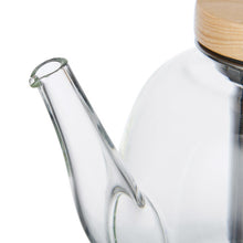 Load image into Gallery viewer, Clear glass carafe with wooden lid on a white background
