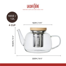 Load image into Gallery viewer, La Cafetière Rialto Glass Infuser Teapot With Filter And Wooden Lid, 4 Cup, 1.2L
