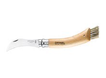 Load image into Gallery viewer, Opinel knife with wooden handle and brush attachment on a white background
