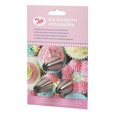 Tala 3 Star Tip Nozzles With Icing Bags