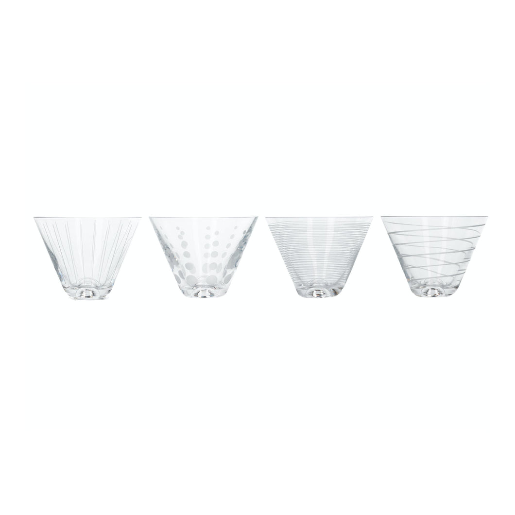 Cocktail Martini Glass Set of 4 STEMLESS