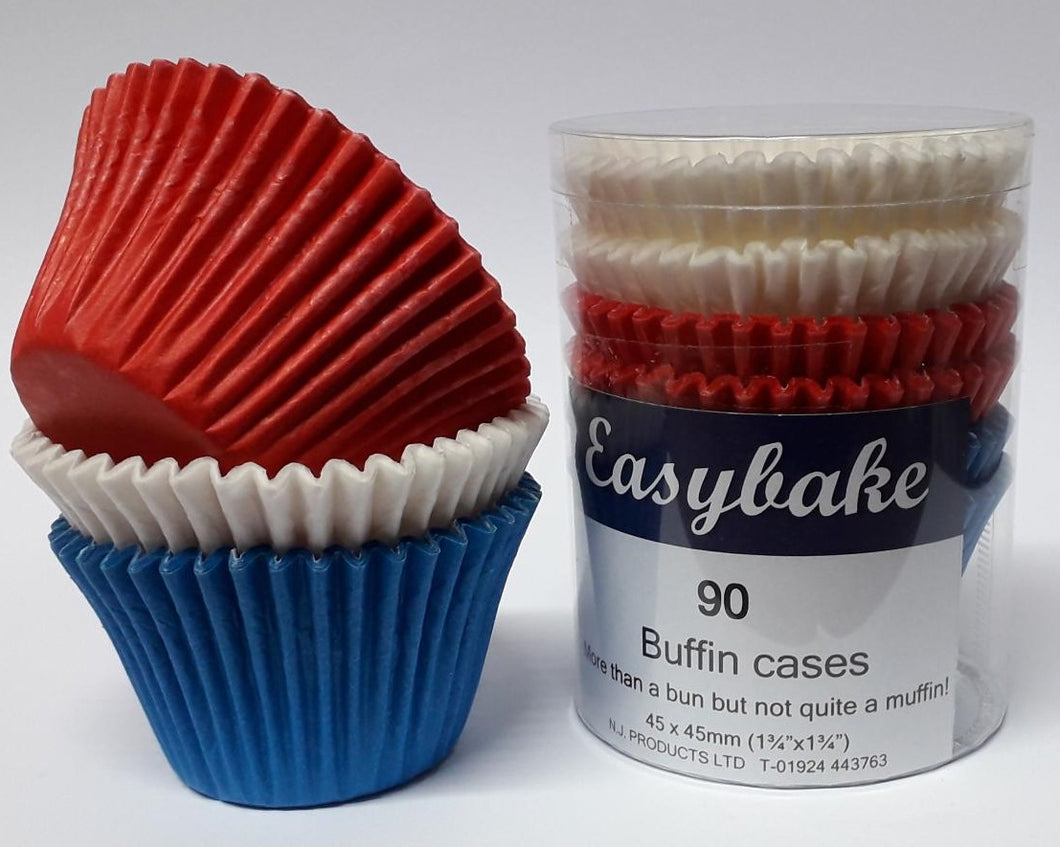 Buffin extra tall Muffin cases in Red White and Blue