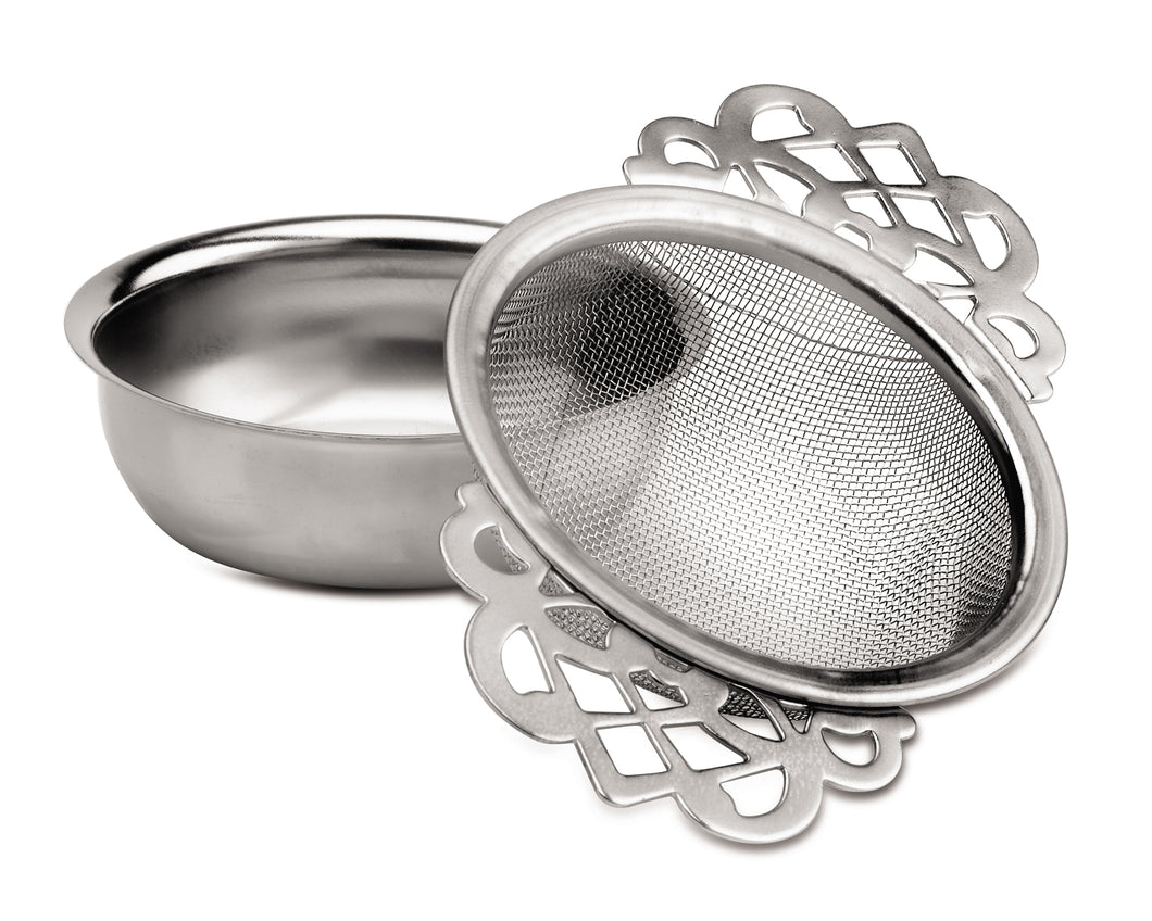 Tea strainer /tray + patterned handles