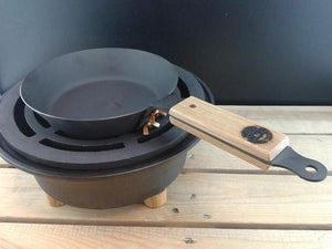Spun Iron Glamping Pan /Oak Handle