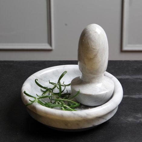 Flat pestle and mortar LIGHT MARBLE 22cm