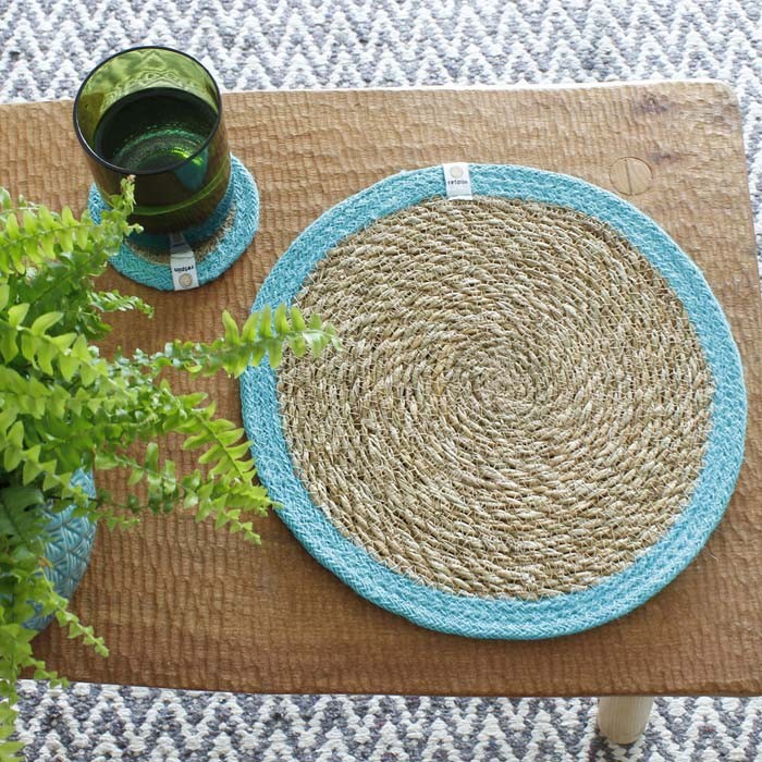 Respiin EDGE COLOUR Placemats and Coasters in Seagrass & Jute