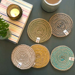 Respiin SPIRAL COLOUR Placemats and Coasters in Seagrass & Jute