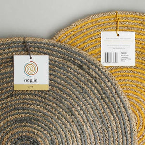 Respiin SPIRAL COLOUR Placemats and Coasters in Seagrass & Jute
